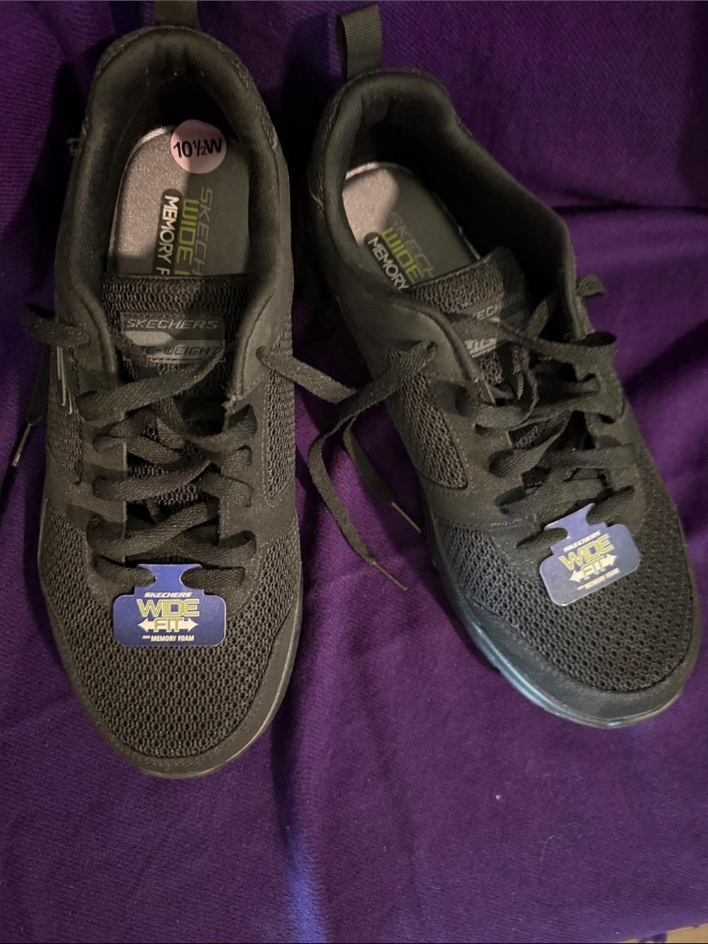 Skechers Men’s Black Athletic Wide-Fit Memory Foam Sneakers